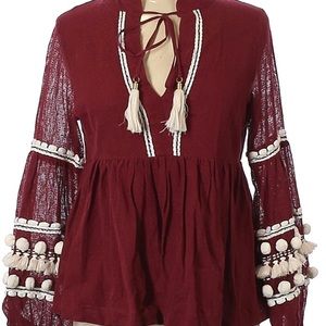 Boho style/ Anthropology top/tunic in burgundy S